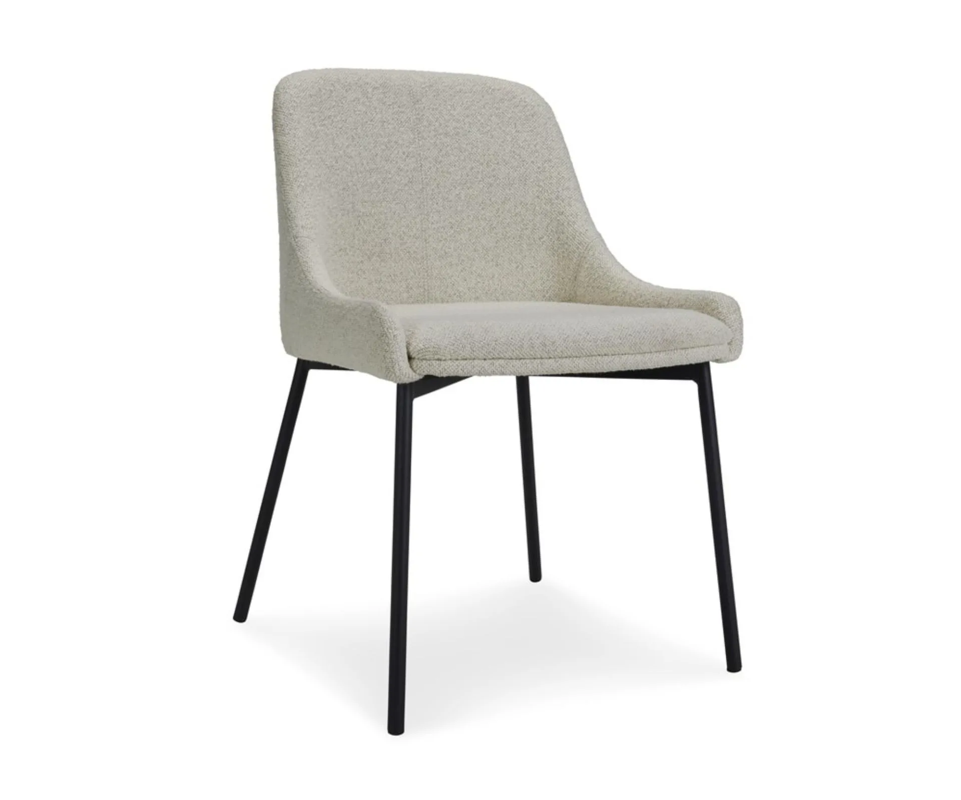 A grey fabric dining chair