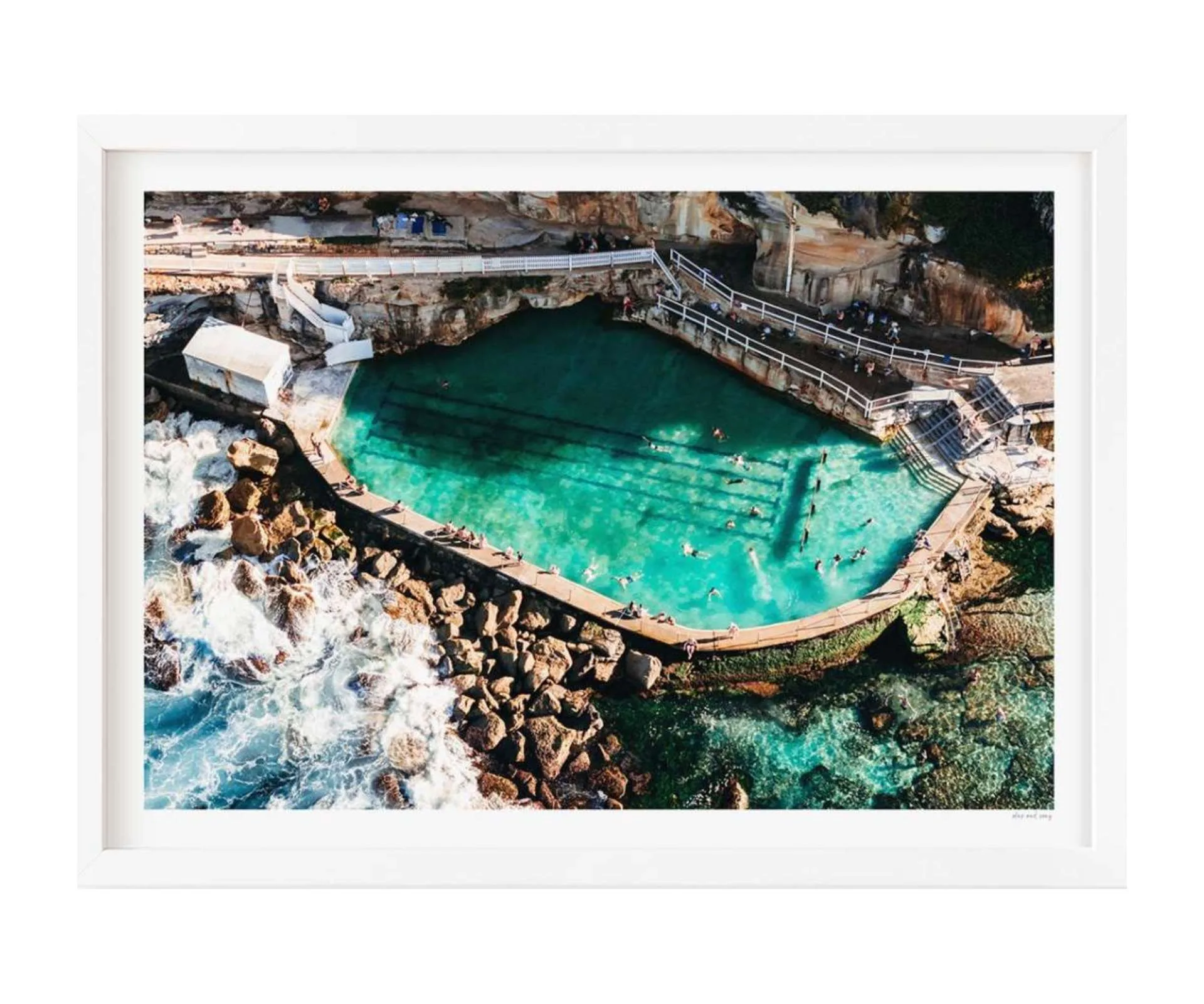 A photography print of a birds eye view of a swimming pool