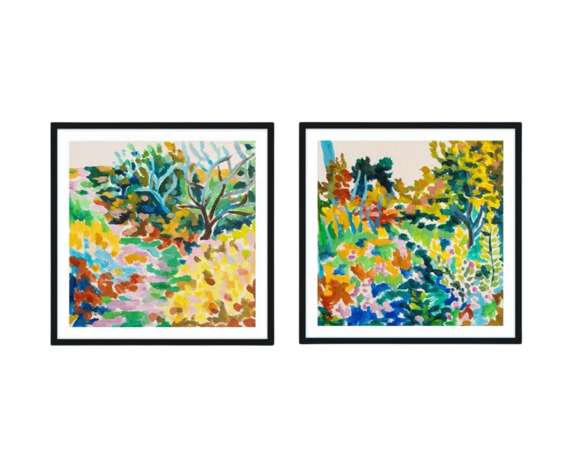 Two floral square art prints
