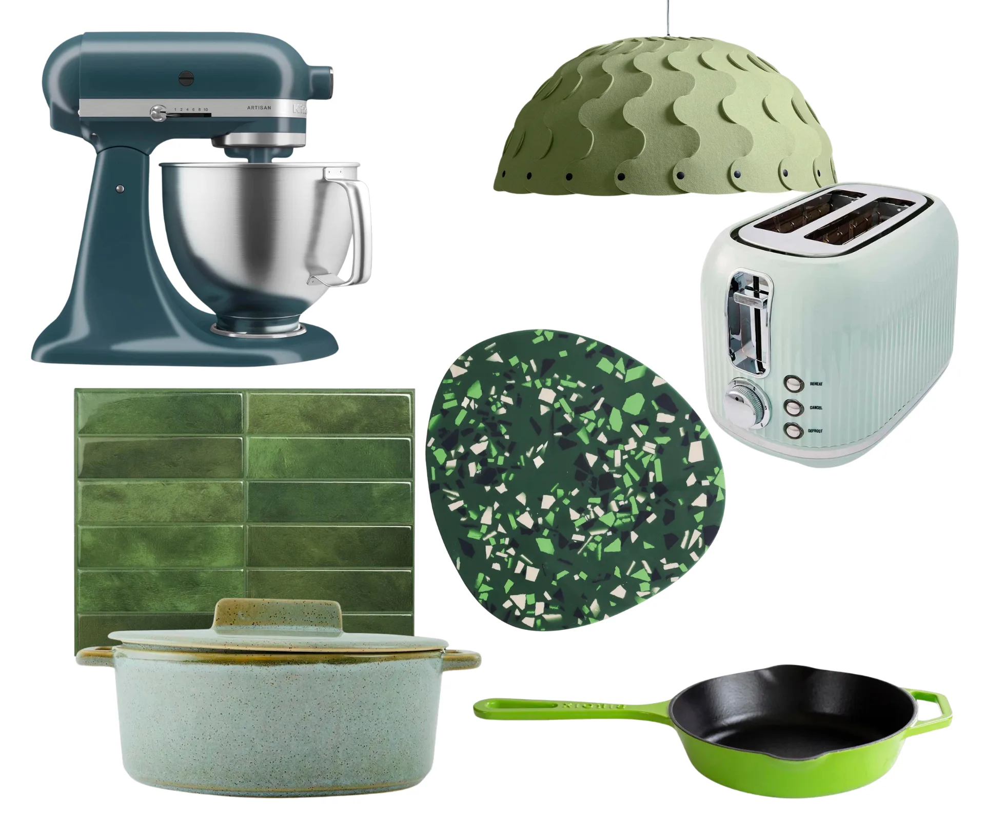 A selection of green products and kitchen accessories