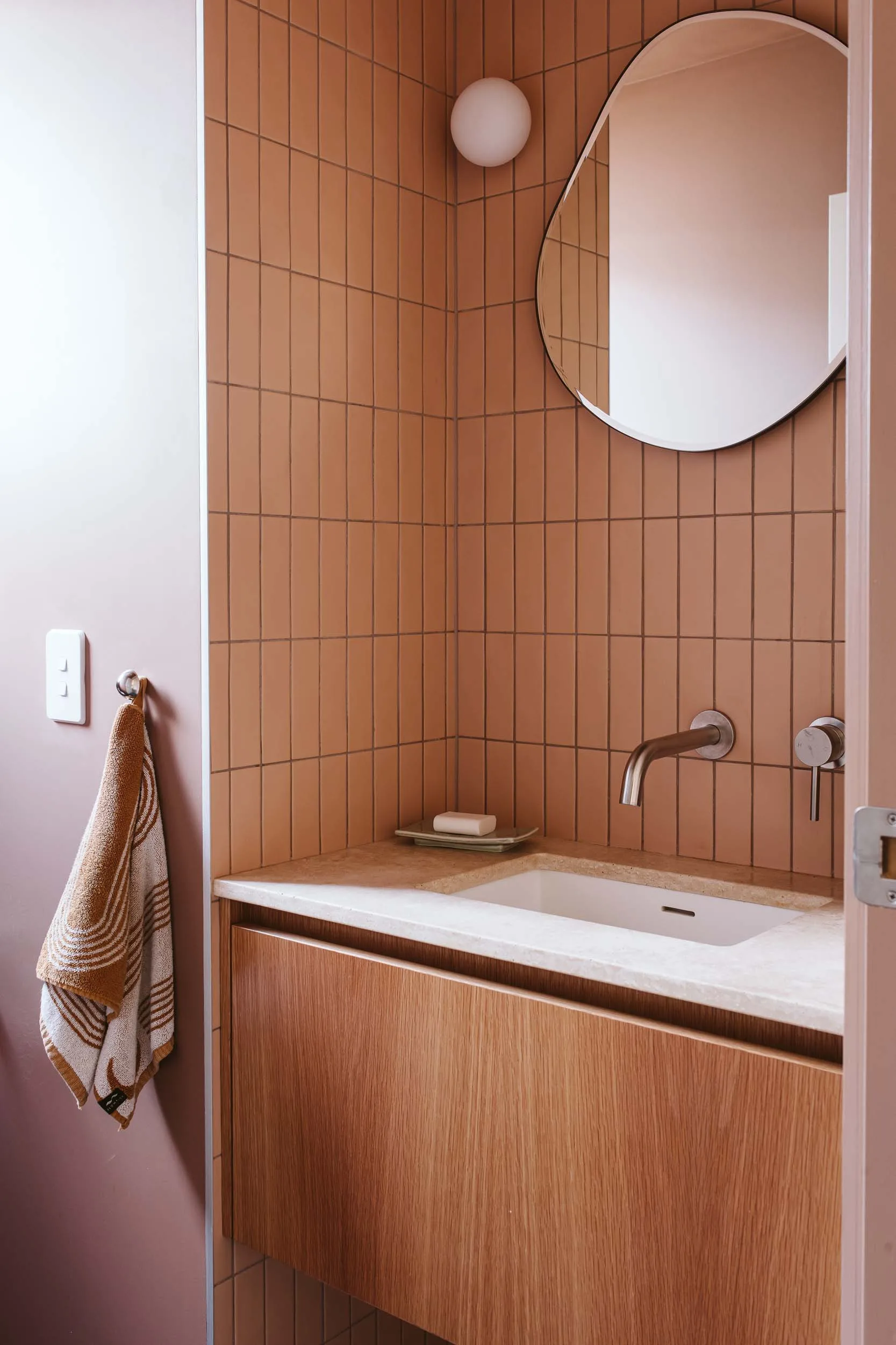 The bathroom vanity in the Taranaki home