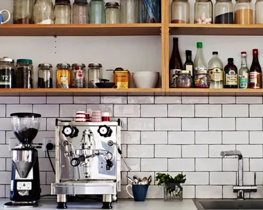 espresso machine on a shelf