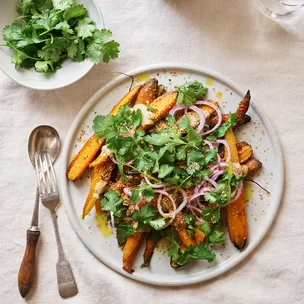 Roast carrot salad with hemp seeds