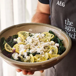 Silverbeet with Meyer lemon and feta
