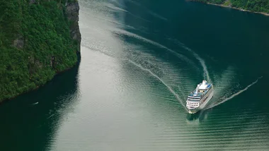 Oceania's R Class Cruise ship in a fjord in Norway