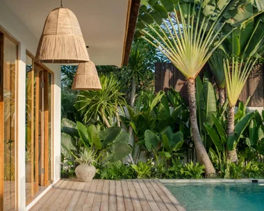 outdoor deck and pool in a bali villa