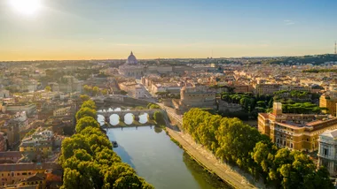 An aerial view of Rome, Italy.