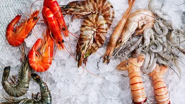 Sustainable seafood: Locally caught crustaceans on ice