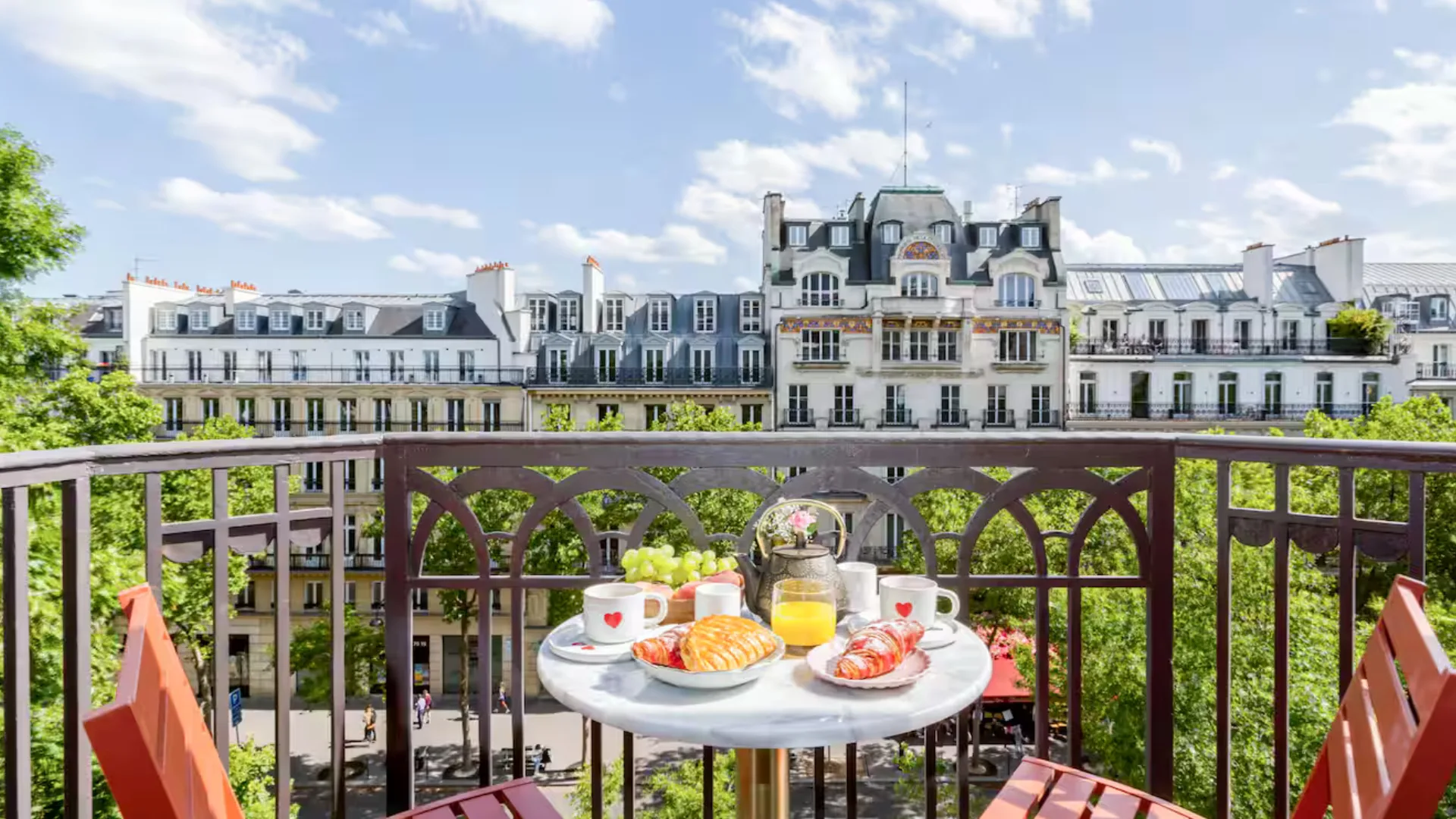 The views from the balcony of this Airbnb apartment near Place Vendome in Paris.