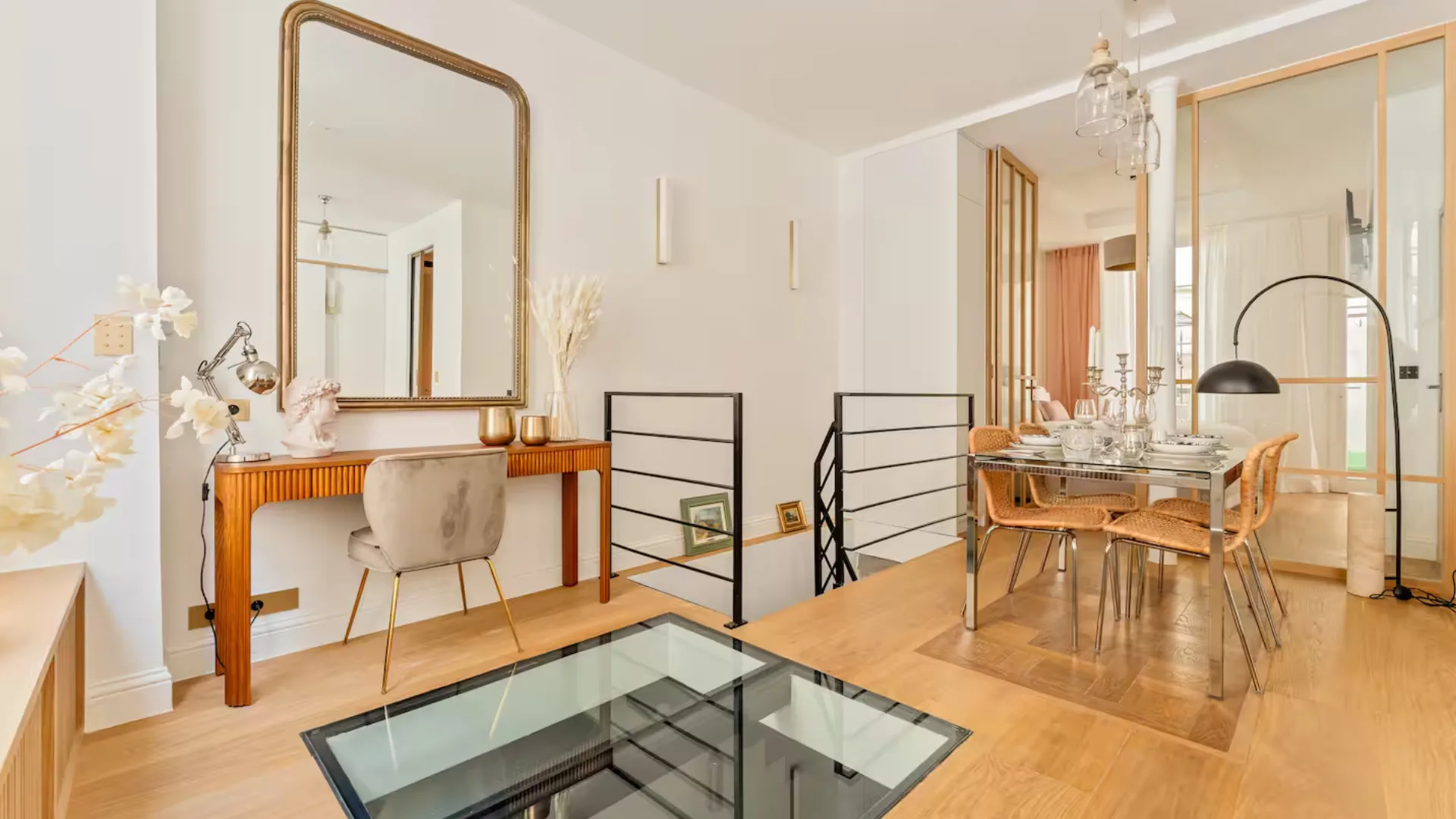 The dining area in the stunning apartment on the fifth arrondissement in Paris.