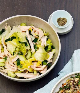 G & T drunken chicken with iceberg, mint and cucumber salad and English cream dressing