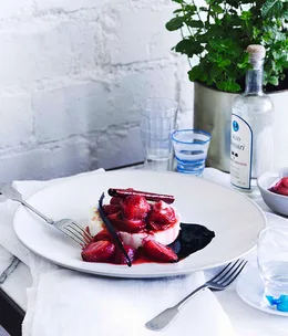 George Calombaris: Warm manouri with strawberry glyko