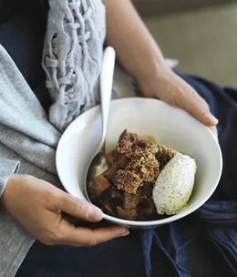 James Hird and Todd Garratt: Josephine pear and muscovado sbricolata with poppy-seed gelato