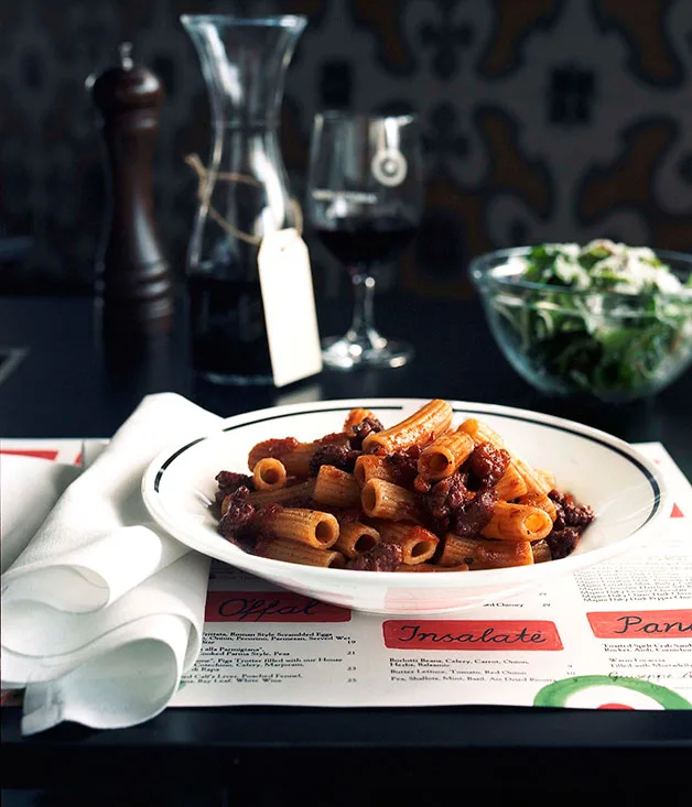 Rigatoni, pork sausage, sage, tomato, garlic and chilli
