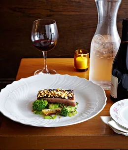 Island duck, broccoli, sesame crumbs, mulberry mustard