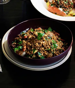 Freekah with pomegranate dressing