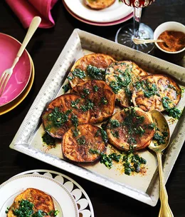 Fried eggplant with medieval sals
