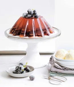 Grape and moscato jelly with moscato ice-cream