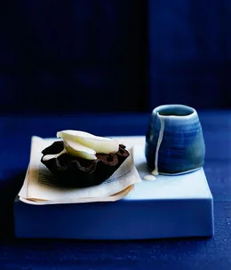 Pear and chocolate fudge tartlets
