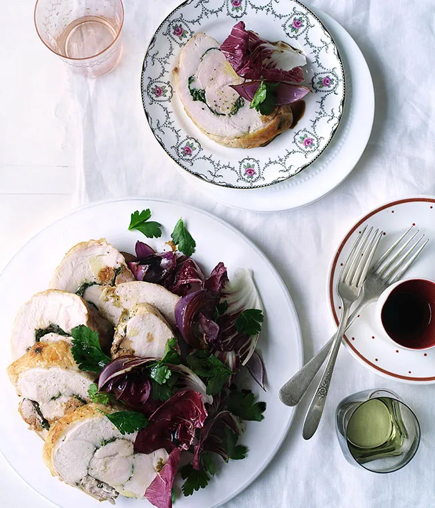 Pecorino-and-parsley turkey rotolo