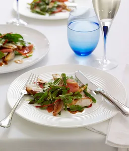 Seared kingfish salad with roast shallot dressing