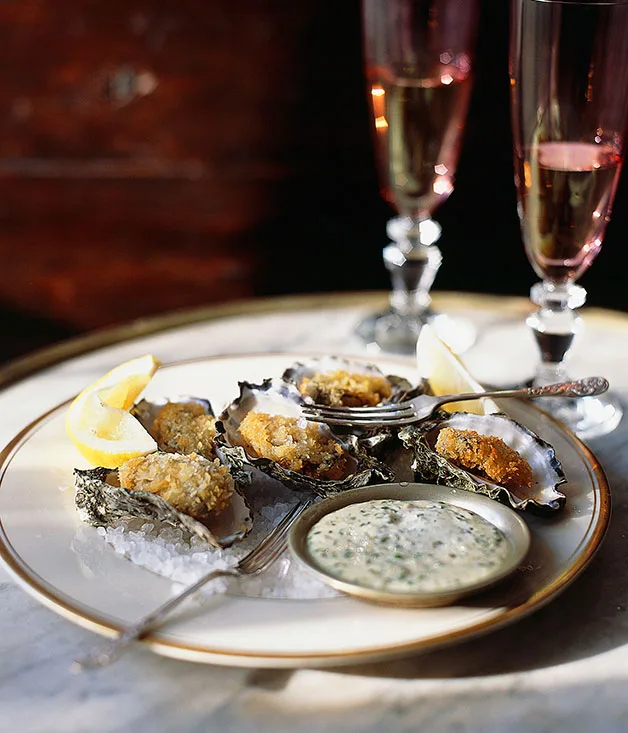 Crumbed oysters with tartare sauce