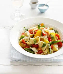 Fresh tomato, mozzarella and basil orecchiette