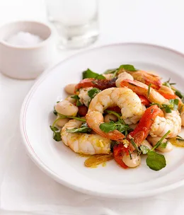 Garlic and rosemary prawns with white beans
