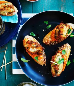 Salt cod pintxos with romesco