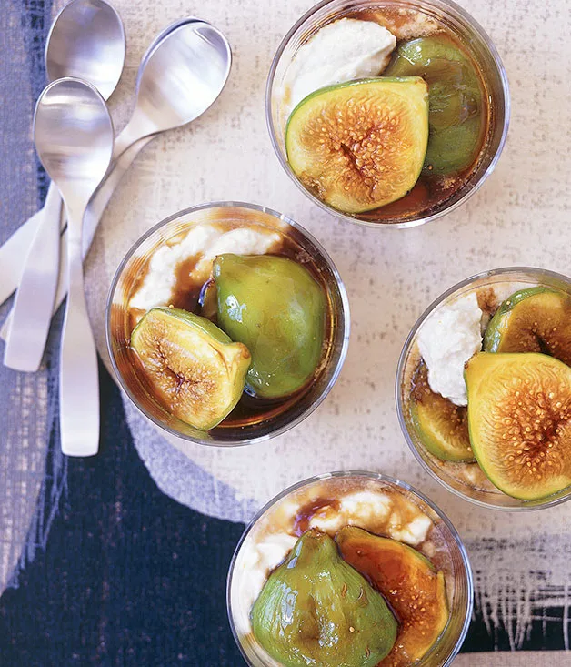Balsamic caramel figs with ricotta mousse