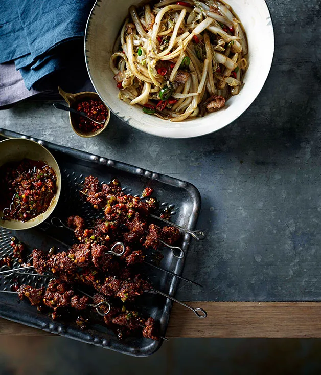 Lamb skewers with chilli and cumin (Shou zhua yang rou chuan)