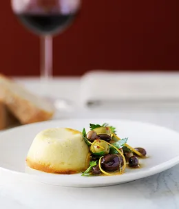 Baked ricotta with olive salad