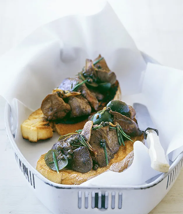 Chicken liver crostini