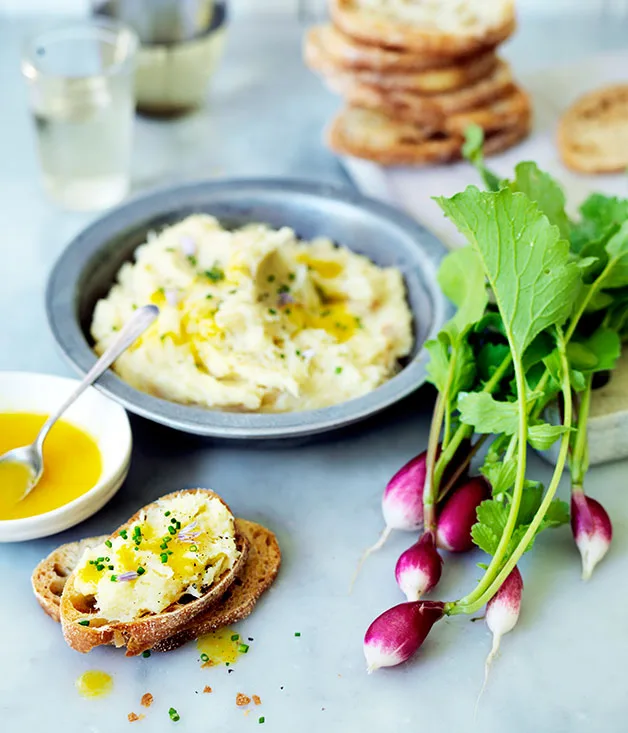 Salt cod brandade with radish and citrus dressing