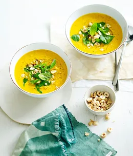 Chilled carrot and hazelnut soup