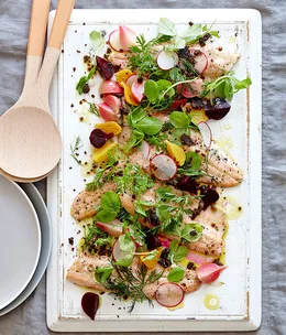 Goulburn River trout with pumpernickel
