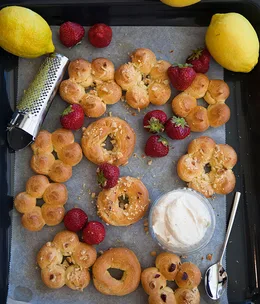 Choux pastries with pistachio cream