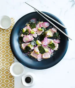 Bonito, ginger vinegar, avocado and sesame