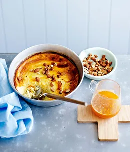 Baked ricotta with honey, orange and almonds