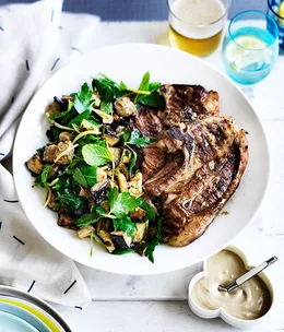Spiced lamb with eggplant salad