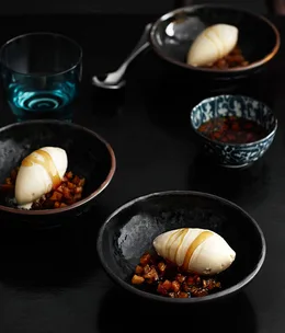 Caramelised pineapple with green Sichuan peppercorn ice-cream