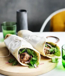 Lamb kofta wraps with parsley and onion salad