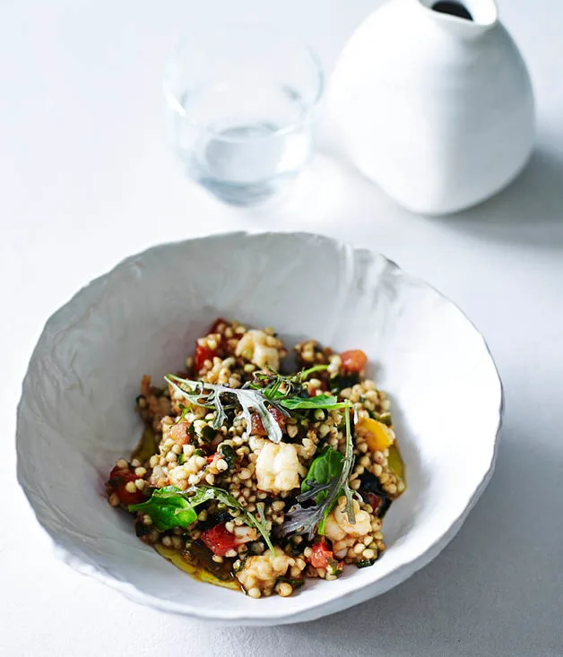 Scampi, tomato and buckwheat