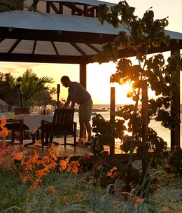 A pavilion on the sand at Lizard Island resort for private dining