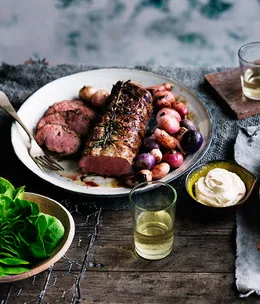 Charcoal-grilled veal wrapped in lardo