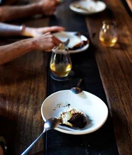 Automata’s blackened pears, vanilla mascarpone and candied hazelnuts