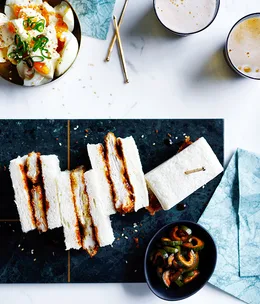 Chicken katsu sando with egg salad