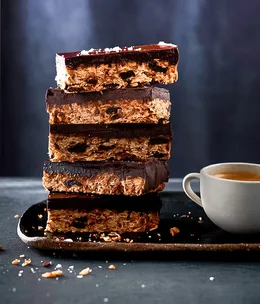 Chocolate, sour-cherry and oat slice