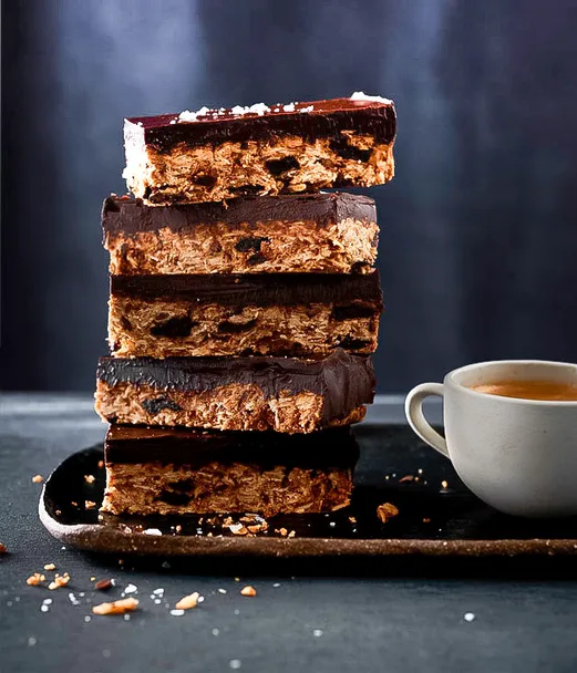 Chocolate, sour-cherry and oat slice