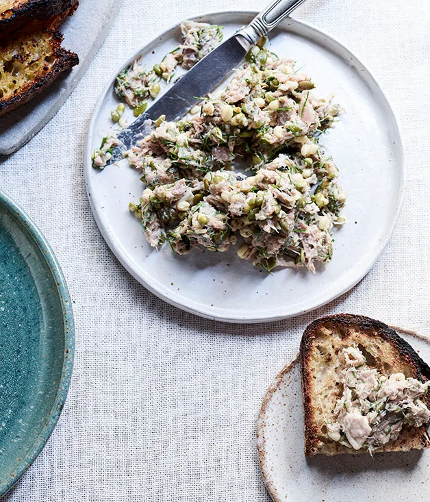 Rabbit rillettes, sage, sprouts and seeds recipe by Dave Verheul